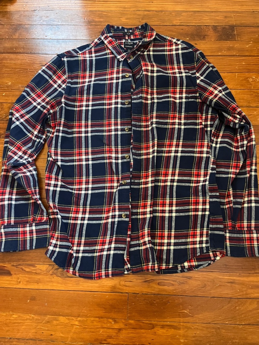 J. Crew Navy Red White Plaid Casual Button-Down Shirt